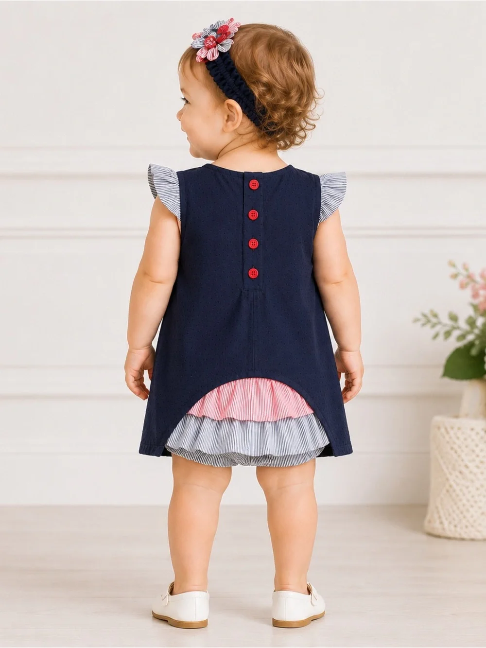 NWT | Petit Lem Floral Embroidered 3PC set w/ Bloomers & headband, 18M, MSRP $62